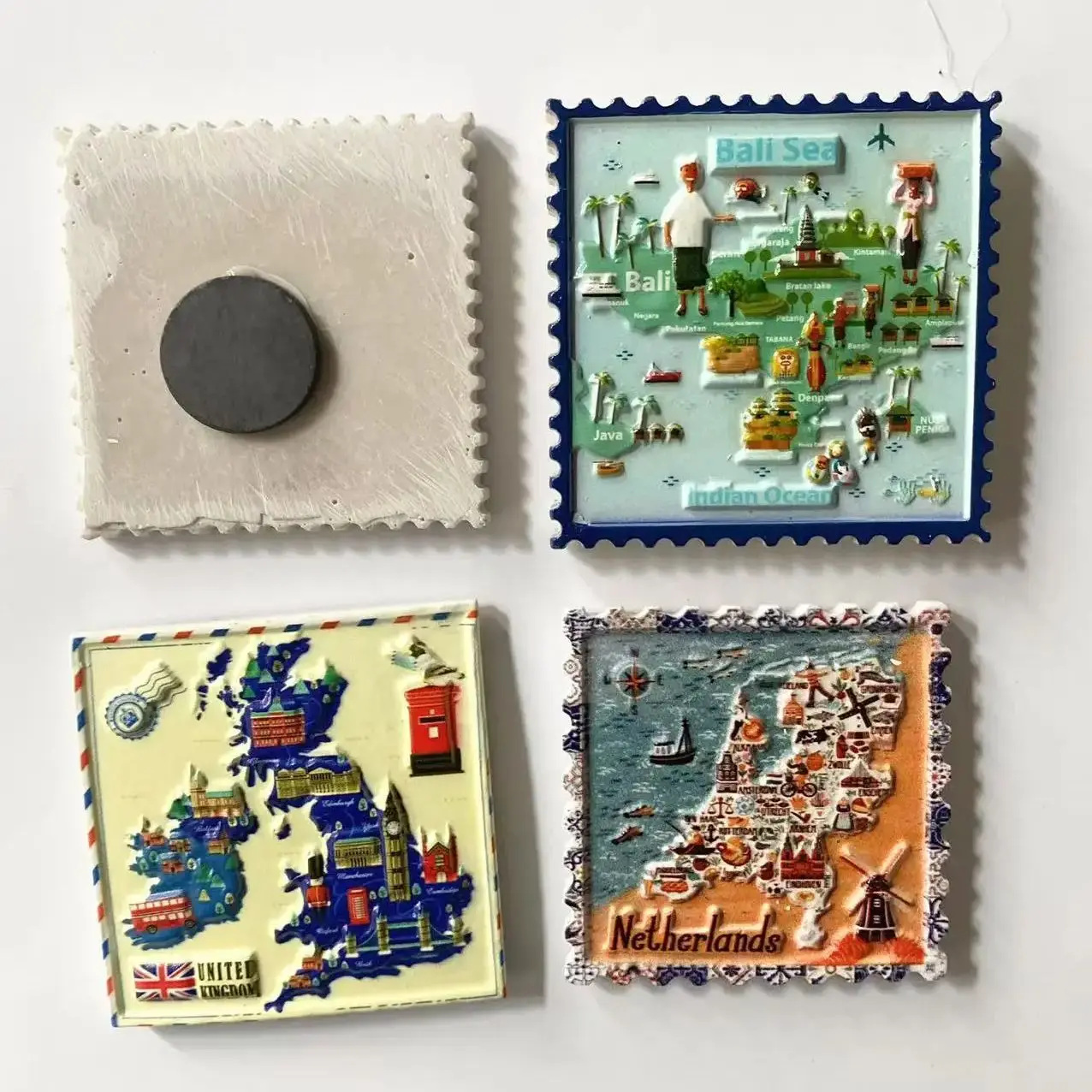Countries Travel Souvenir Fridge Magnets UK Bali Map Painted Magnets Gift Gifts
