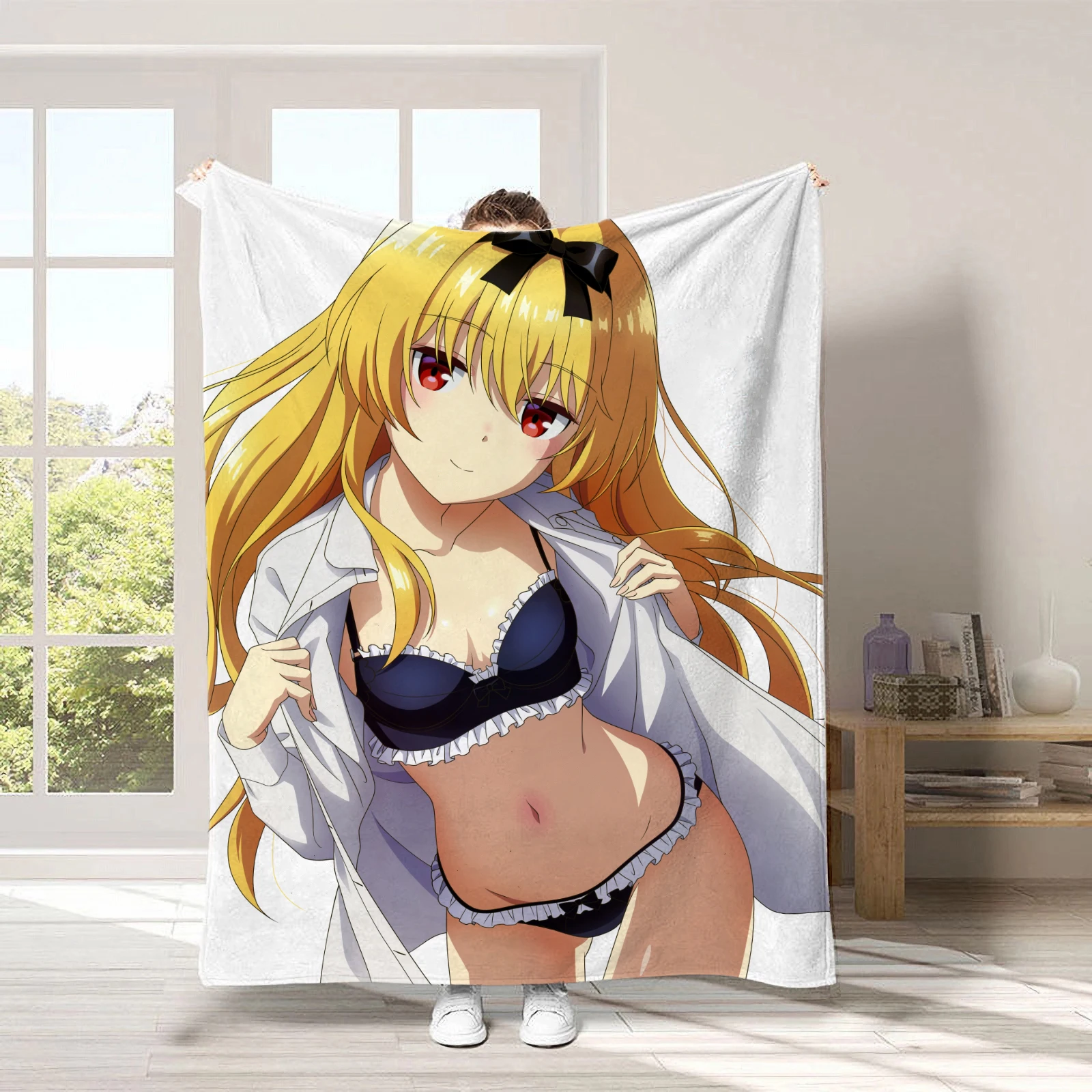 Custom Anime Yue Flannel Throw Blanket 150x200cm Soft Warm Sofa Nap Gift for Anime Fans