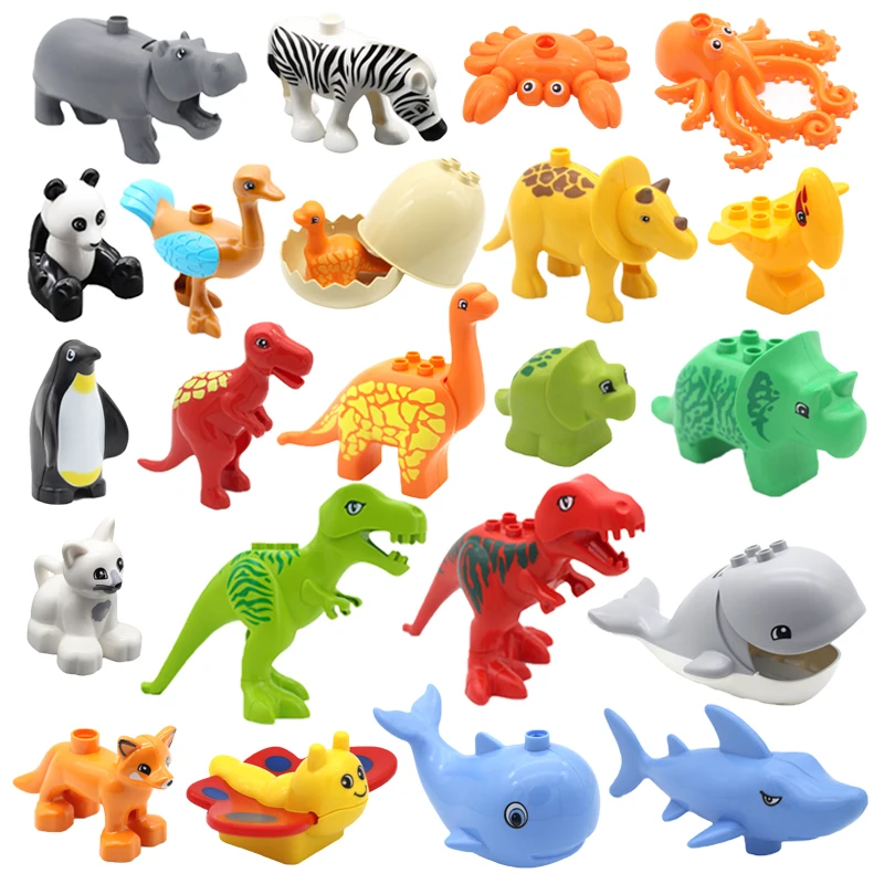 Big Size Dinosaur Animals Building Blocks DIY Ostrich Panda Butterfly Shark Dolphin Whale Penguin Kid Toys For Children Gifts