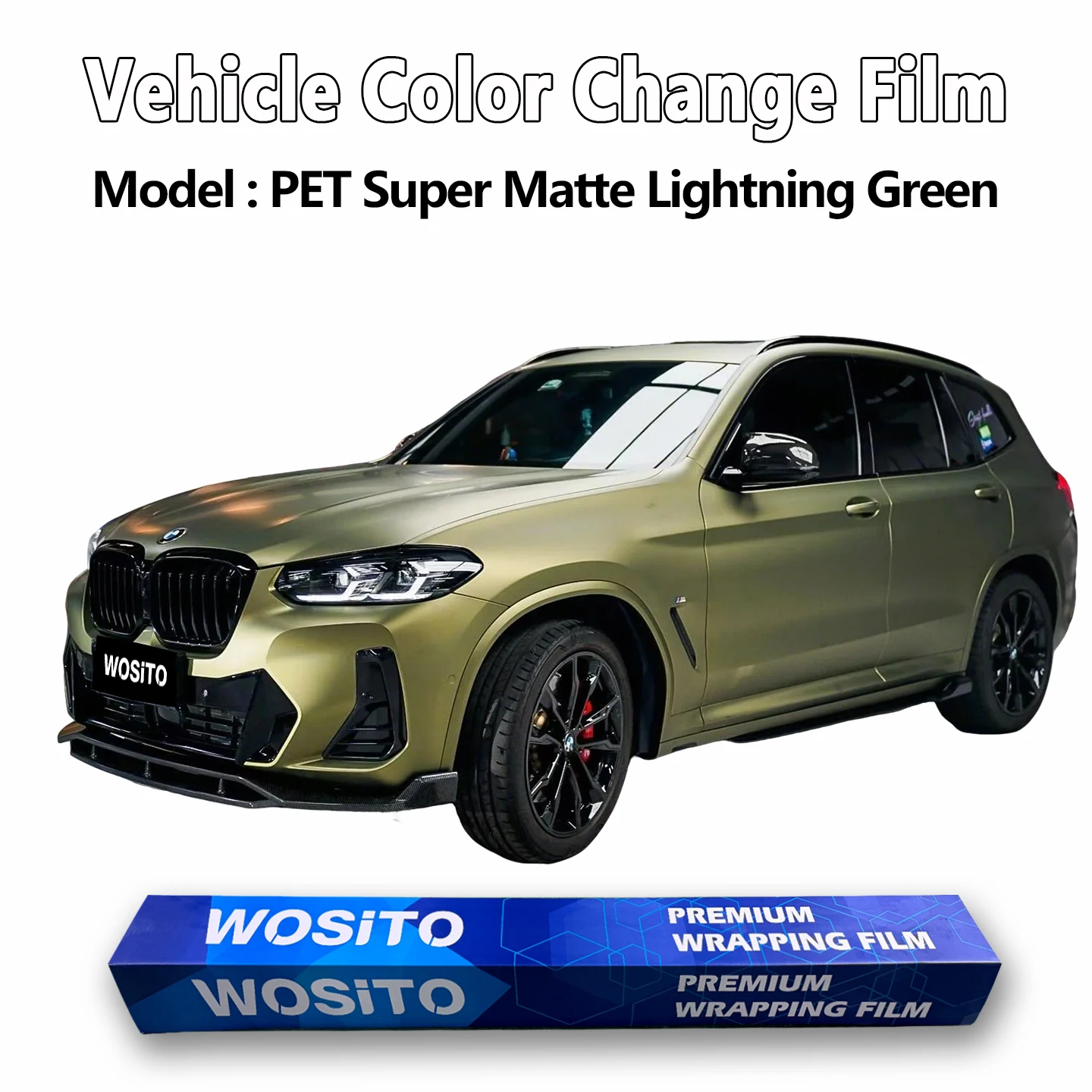 

PET Satin Lightning Green Car Wrap Film Matte Vinyl Roll Full Body Automotive Styling Scratch Resistant OEM Factory