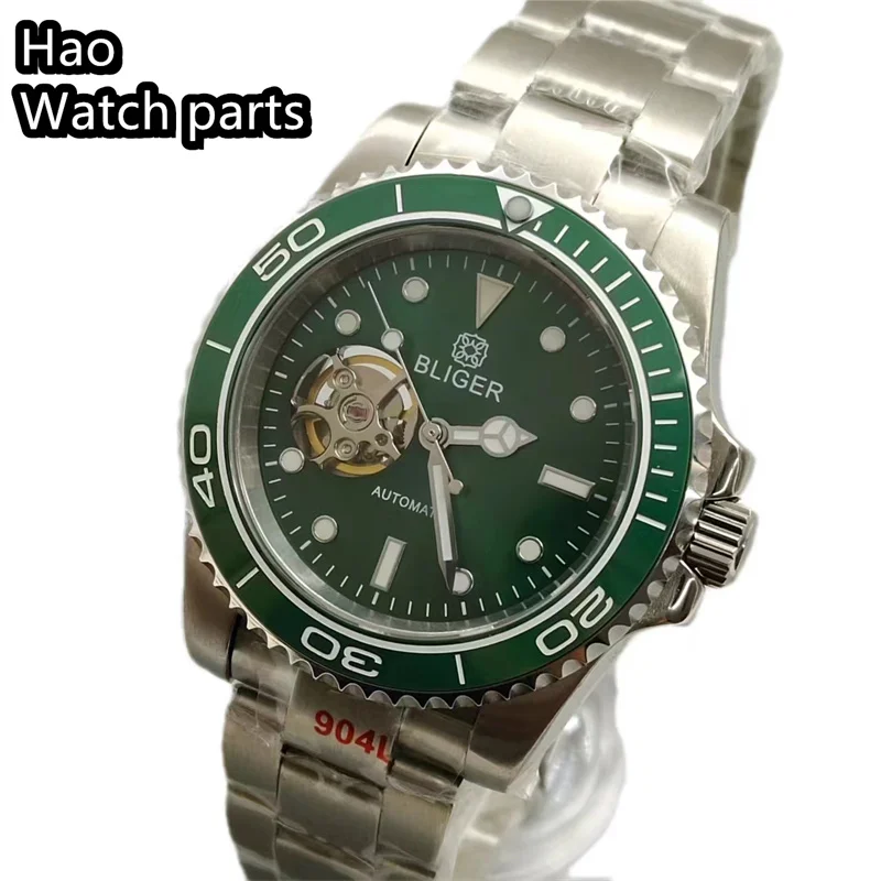 BLIGER Hollow Shell Man Fashion Wristwatch Stainless Steel NH38 Movement Sapphire Glass 40mm Luminous Automatic Watch