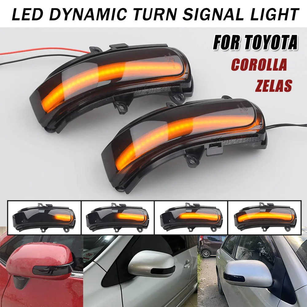 2pcs Car LED Dynamic Turn Signal Indicator Sequential Lamp For Toyota COROLLA ZELAS REIZ AURIS Scion BLADE MAR Side Mirror Light