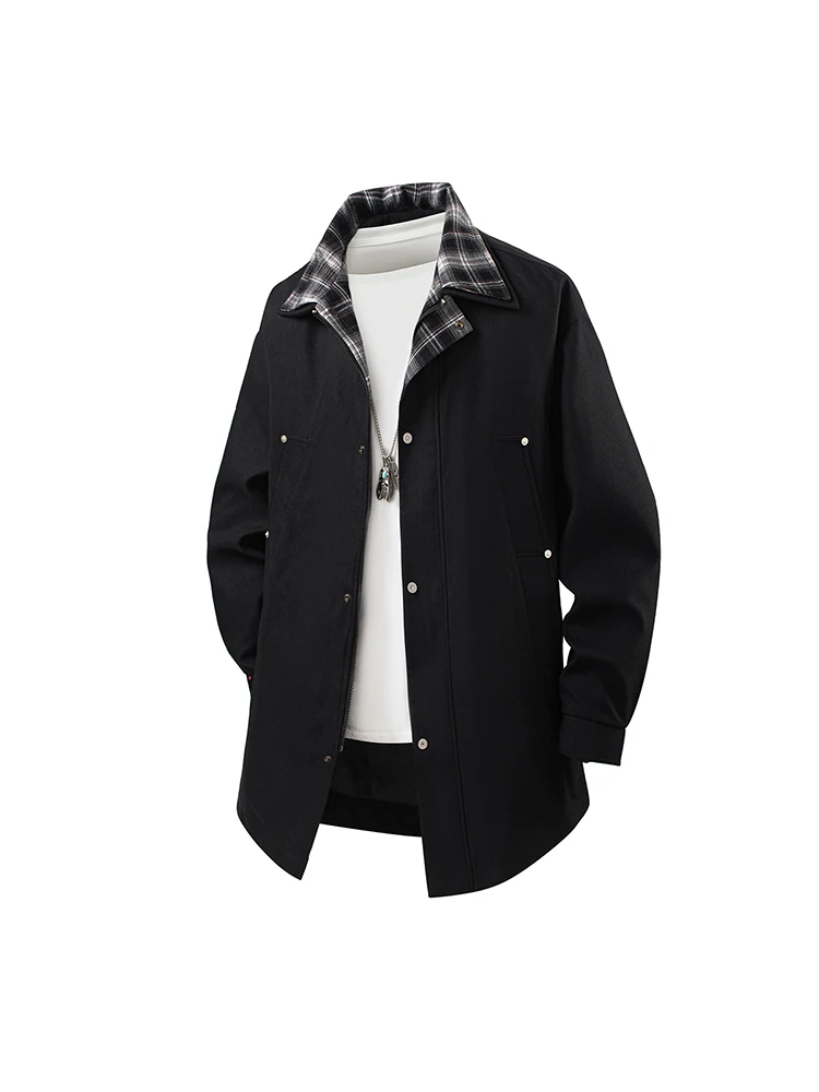 

Casual Lengthened Men's Jaet Autumn Winter Spring Workwear Sle Loose Fit Coat Casual Faion Outerwear Polyester Fiber