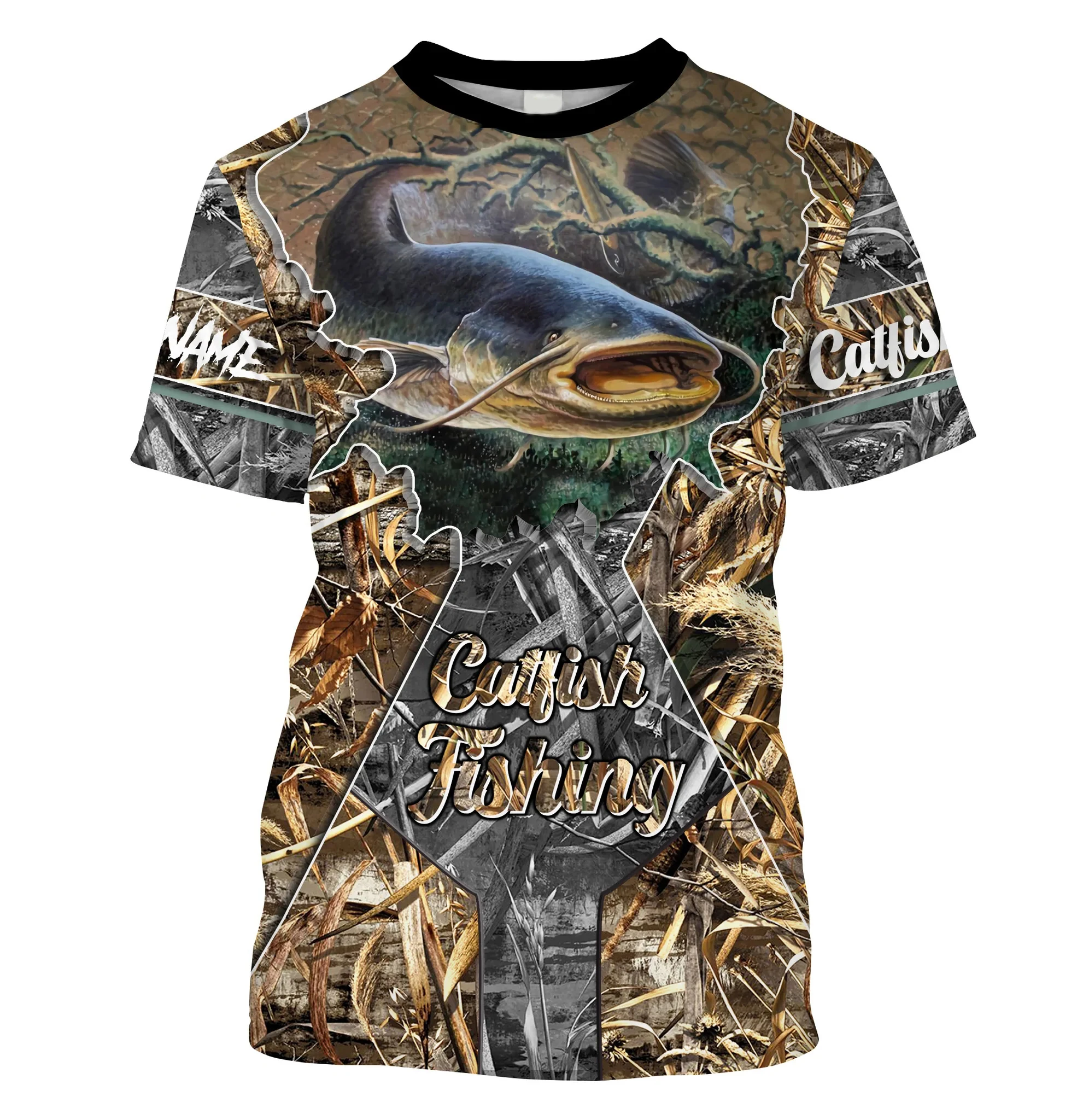 Catfish Fishing Camo Customize 3D Printed Mens t shirt Cool Summer Casual style Unisex T-shirt gift for fisherman