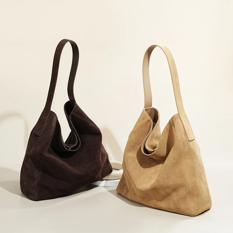 

2026 New Autumn Winter Suede Velvet Underarm Tote Bag - First Layer Frosted Cowhide Large Capacity Handbag shoulder bag kz007