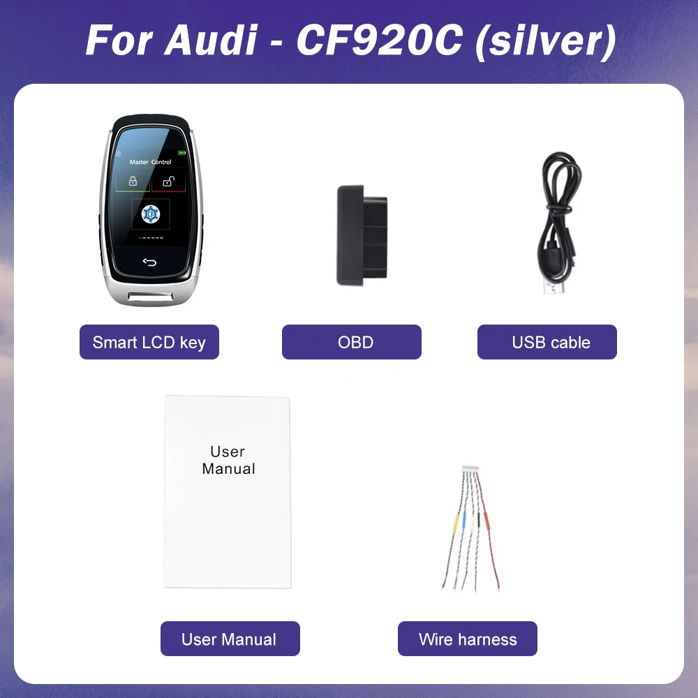 2024 Nieuwe Universele Lcd Smart Key App Aangepast Behang Voor Audi Lcd Key Comfortabele Ingang Auto Lock