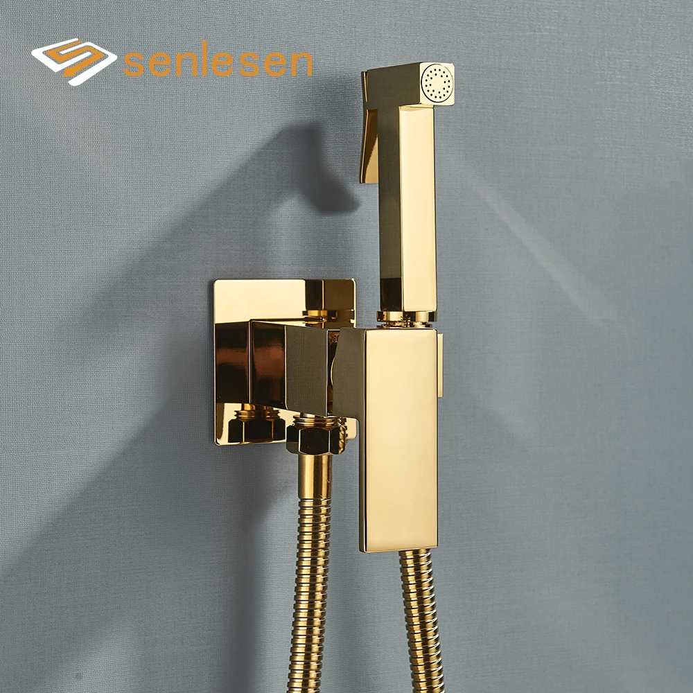 

Senlesen Golden Bidet Shower Faucet Solid Brass Sprayer Nozzle Hot Cold Water Mixer Tap Para Bathroom Bidet Faucet Toilet Faucet