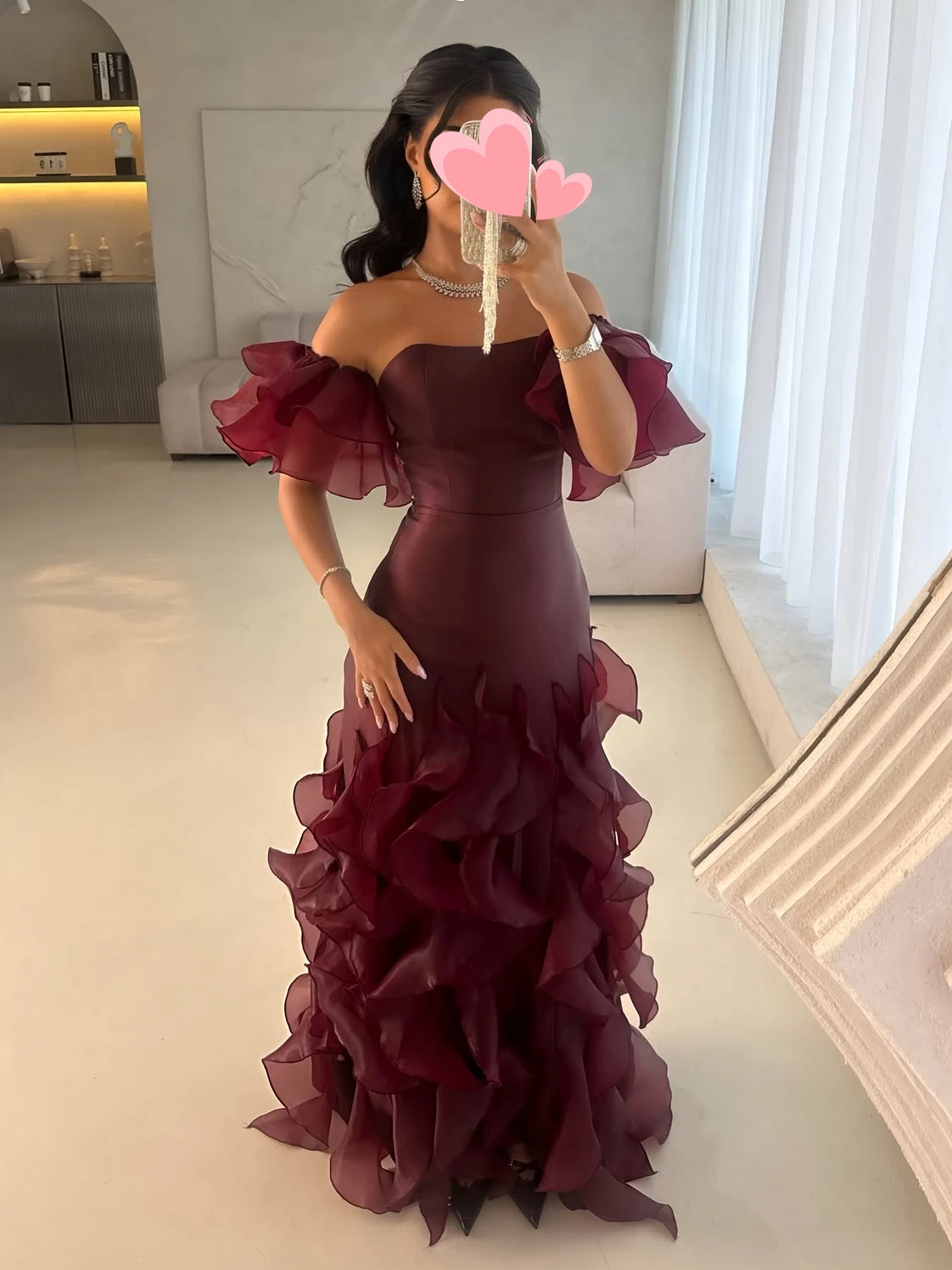 Oisslec Dress Elegant Vintage Sweet Red Mermaid Satin Boat Neck New Customize Formal Occasion Prom Dress Evening Party Gowns