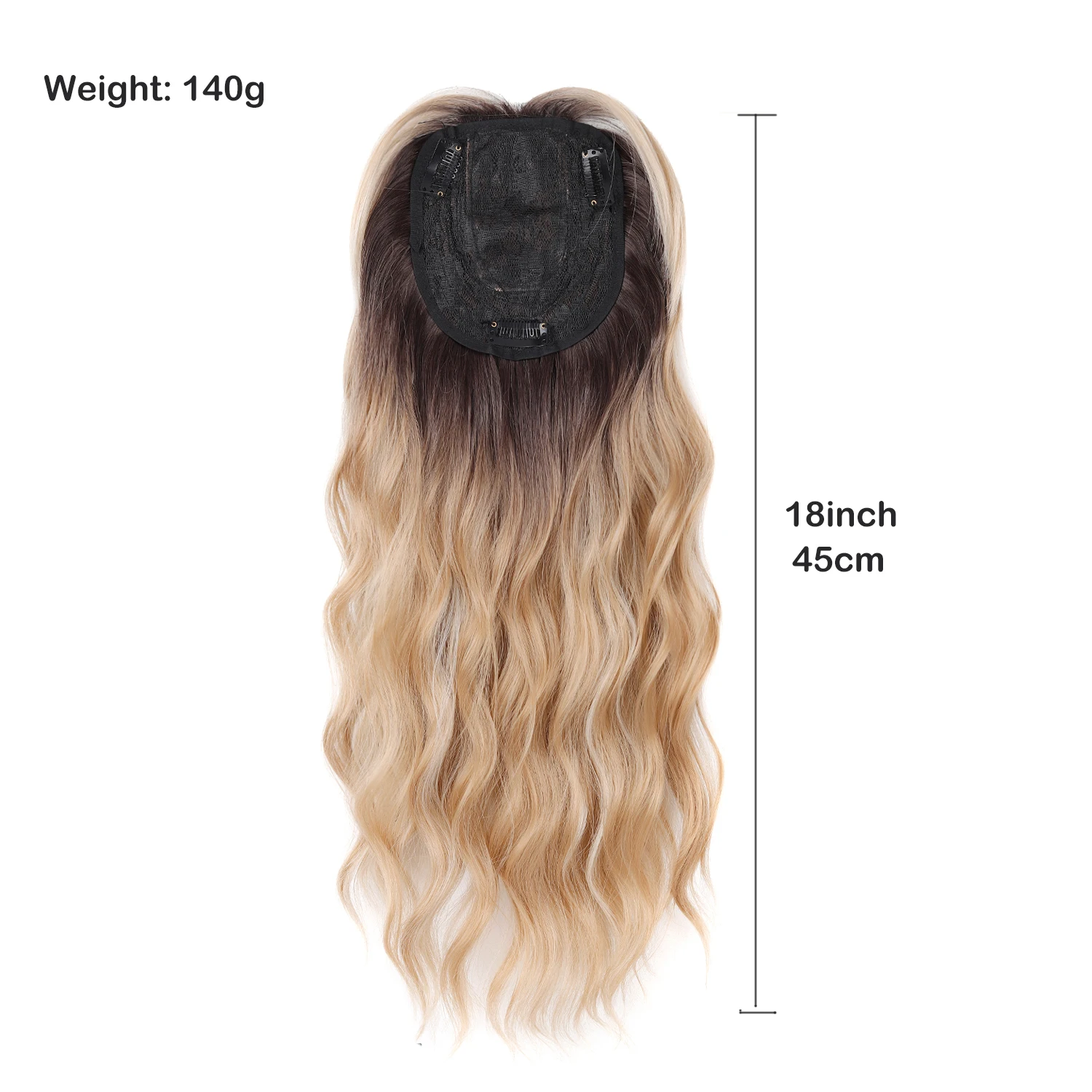 Clip‑in Hair Topper 18 Inch Water‑Wavy Synthetic Hair Piece With 3 Secure Clips for Women Cover Thinning & Gray Roots