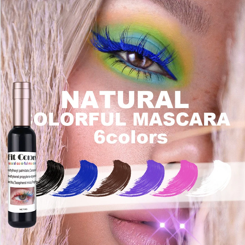 6 Colors Mascara Waterproof Extra Volume Free Shipping Korean Cosmetics Makeup Products Blue White Brown Waterproof Mascara