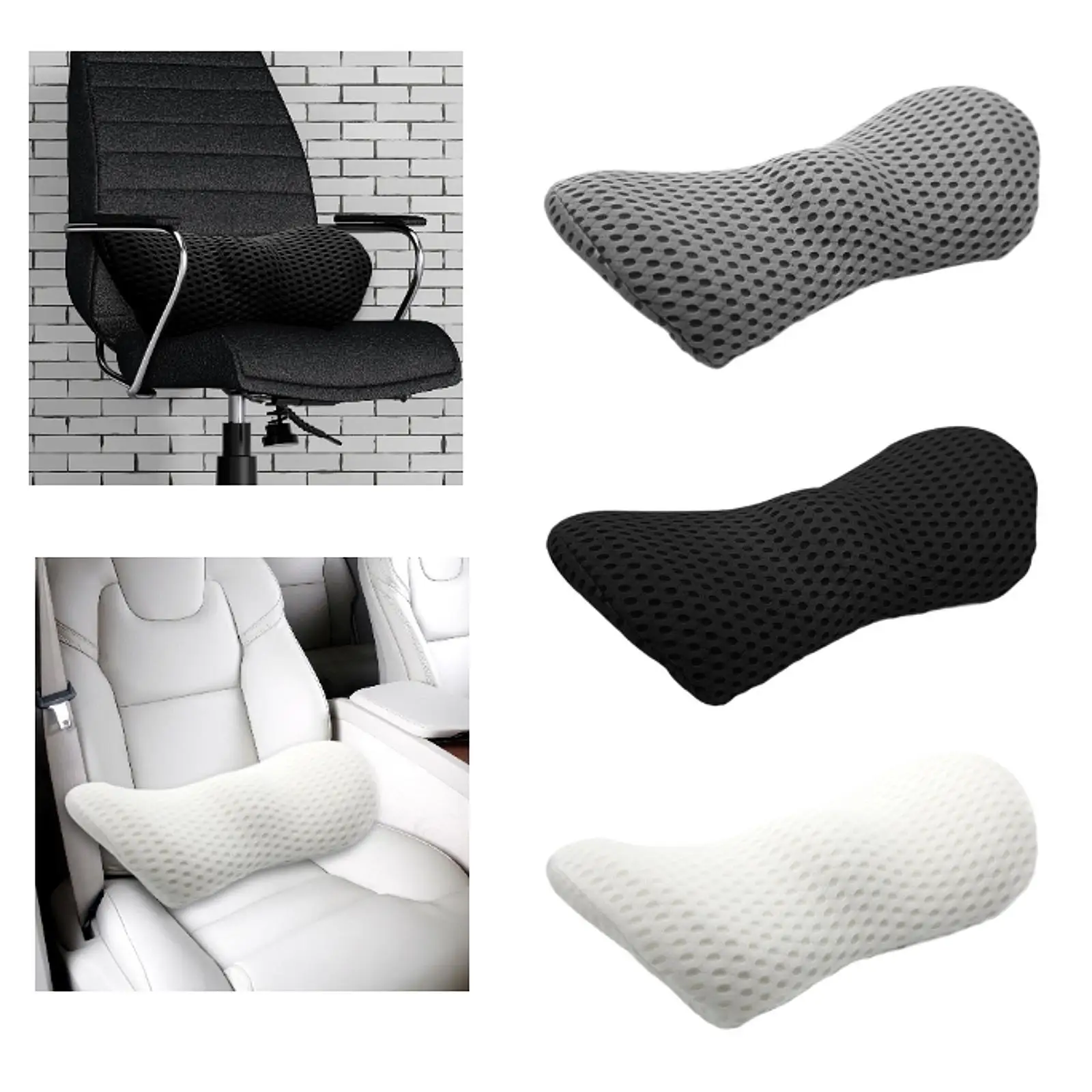 Oreiller de Soutien Lombaire Respirant et Multifonction pour Sièges de Voiture, Coussin à Rebond Lent pour Fauteuil Inclinable de Bureau