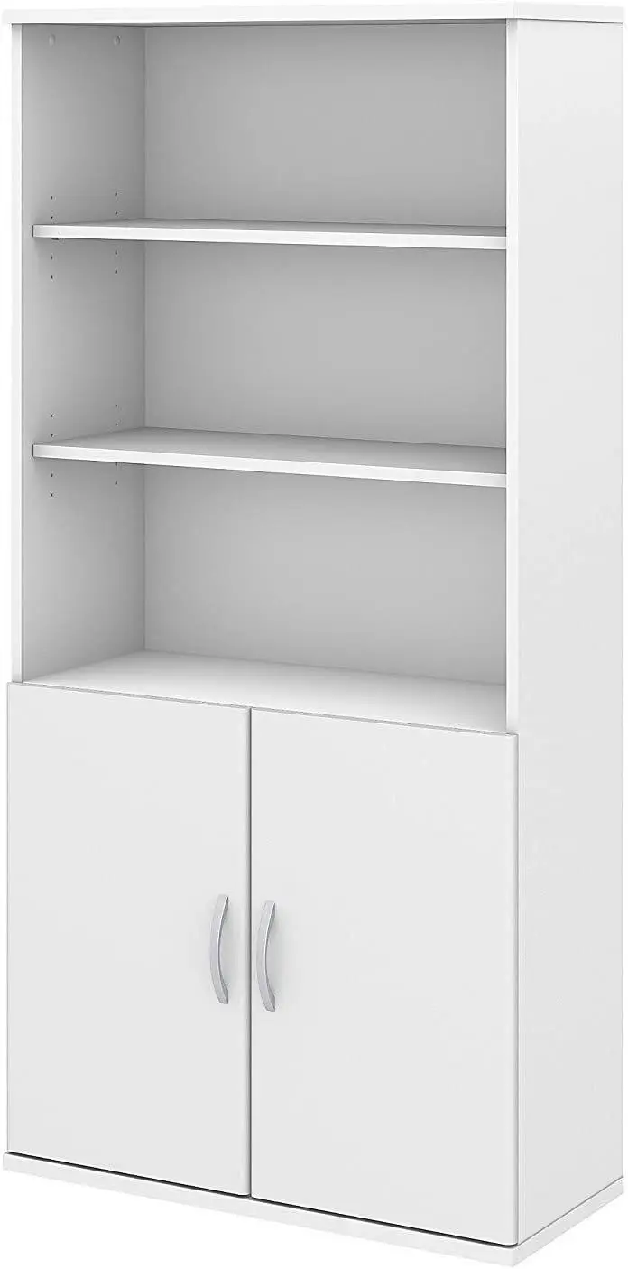 Business Furniture Studio C 5 Shelf Bookcase with Doors in White