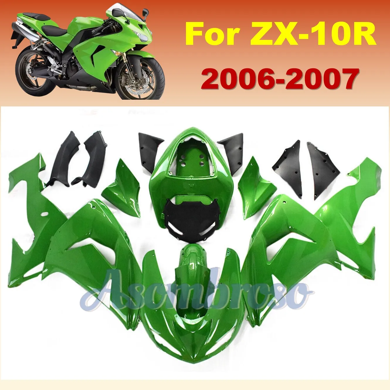 

Motorcycle Accessaries Fairings Kit fit for Kawasaki Ninja ZX-10R ZX10R 2006 2007 ZX 10R 06 07 Injection All Green Bodywork Set