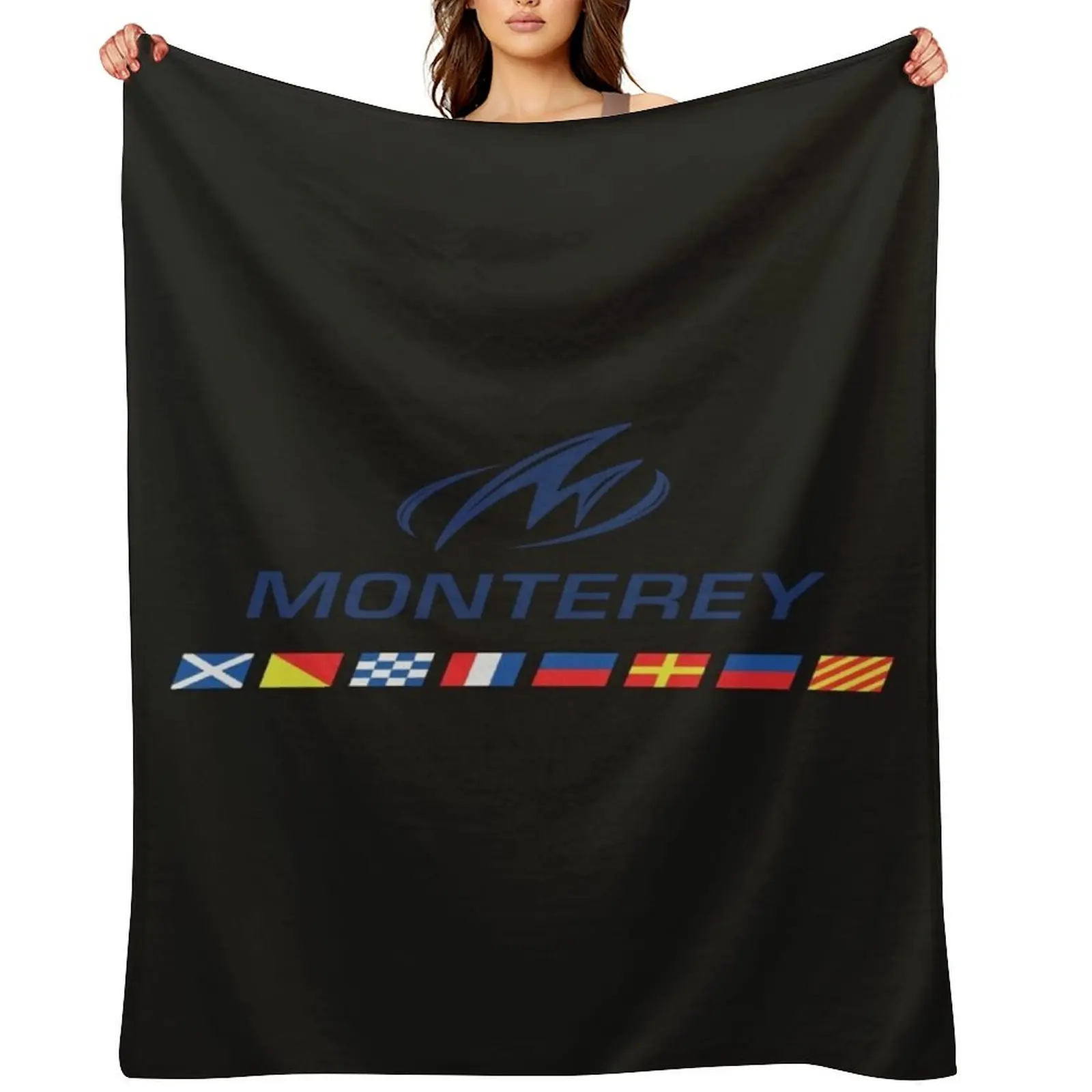

Vintage Short Sleeve Monterey Boats Blue Logo Throw Blanket blankets and throws Flannel Fabric Tourist Soft Beds Blankets