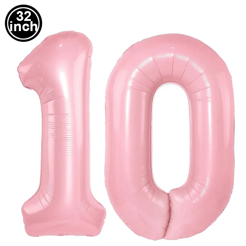 Nummer 10 Ballon 10-stelliger Ballon Zehn blaue Figur Grüner Globus 10. Geburtstag Groß Groß Rot Rosa Golden Schwarz Bunt 32 Zoll