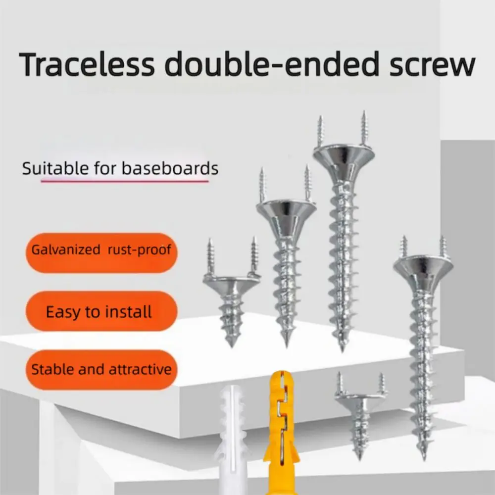 50PCS Double Headed Steel Galvanized Nail Sturdy with Accessories Skirting Wire Nail Invisible Headless Nail Decoration Work