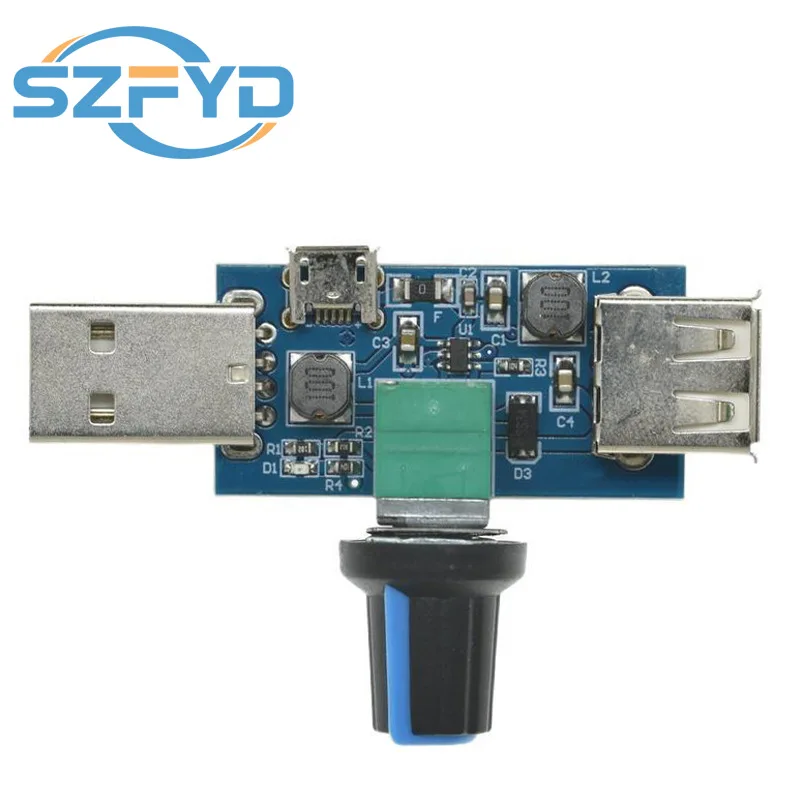 DC4-12V 5W USB Fan Governor Wind Speed Controller Regulator With Switch Speed Module Fan Governor Volume Regulator Switch Knob
