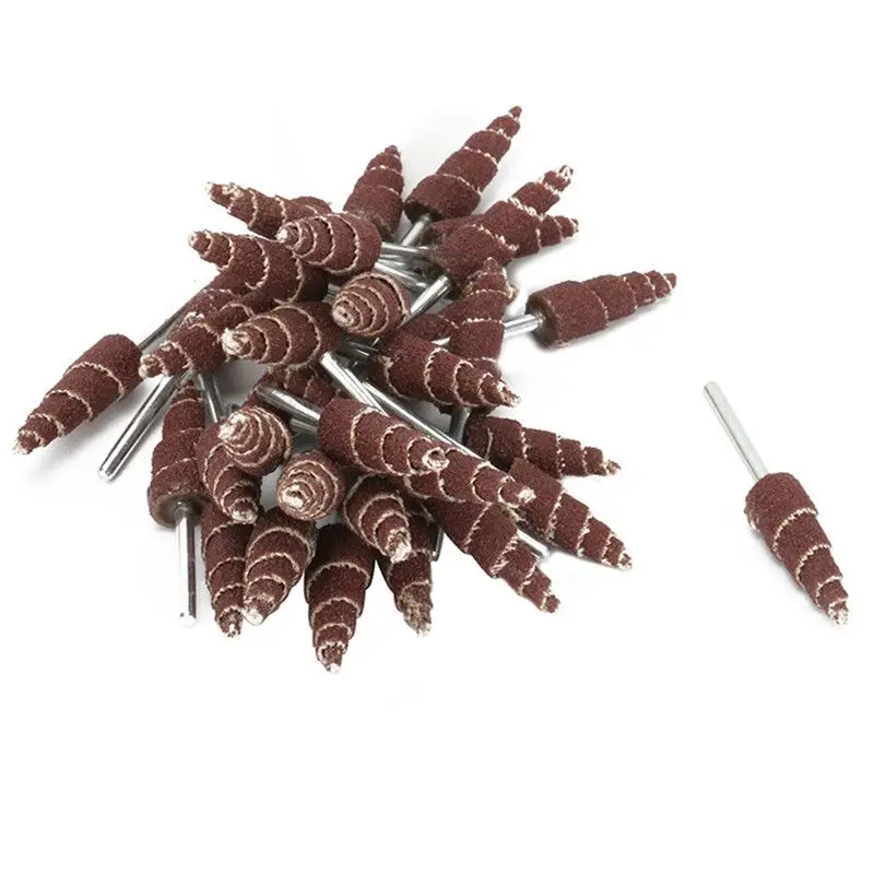 3mm Shank Tapered Cone Grinding Head Sandpaper Flap Wheels Polishing Sanding Tools For Drill Wheel Conical Rotary 50Pcs