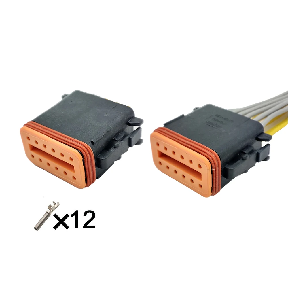 1/5/10 PCS 12 Pin Automotive Waterproof Connector Wire Harness Plug DT06-12S For Deutsch DT Series