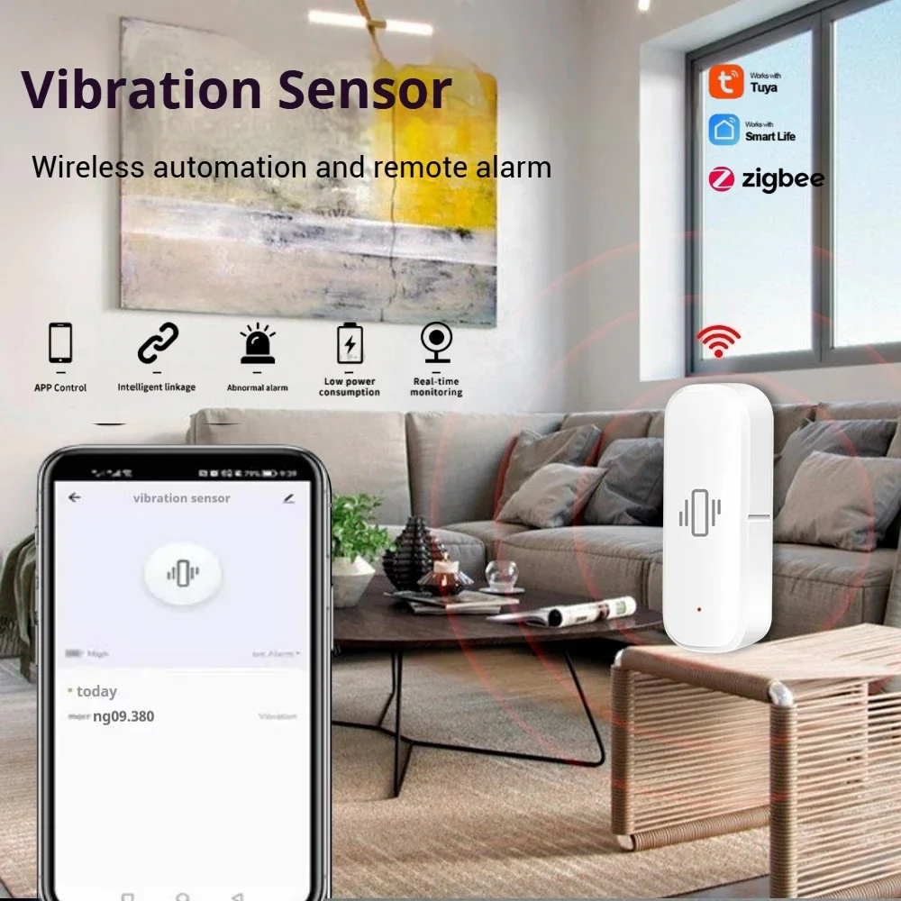 

Tuya Smart Life Trillingssensor ZigBee Tuya Sensor Monitor App Controle Beveiliging Zigbee Sensor Motion ShockAlarm