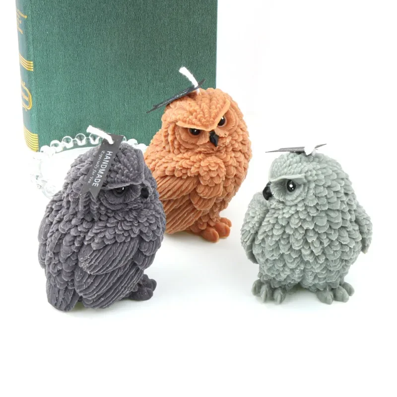 Stand Owl Silicone Candle Mold Cute Animal Owl Scented Candle Plaster Resin Soap Mould Chocolate Cake Ice Mould Home Decor Gifts