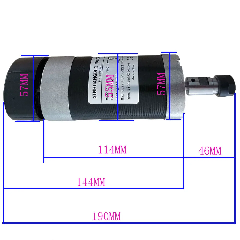 Imagem -06 - Brushless Motor de Alta Velocidade Grande Torque Cnc Gravura Moagem Refrigeração a ar do Eixo do Motor Escultura Mais Peças 57 mm Braçadeira 48vdc 500w