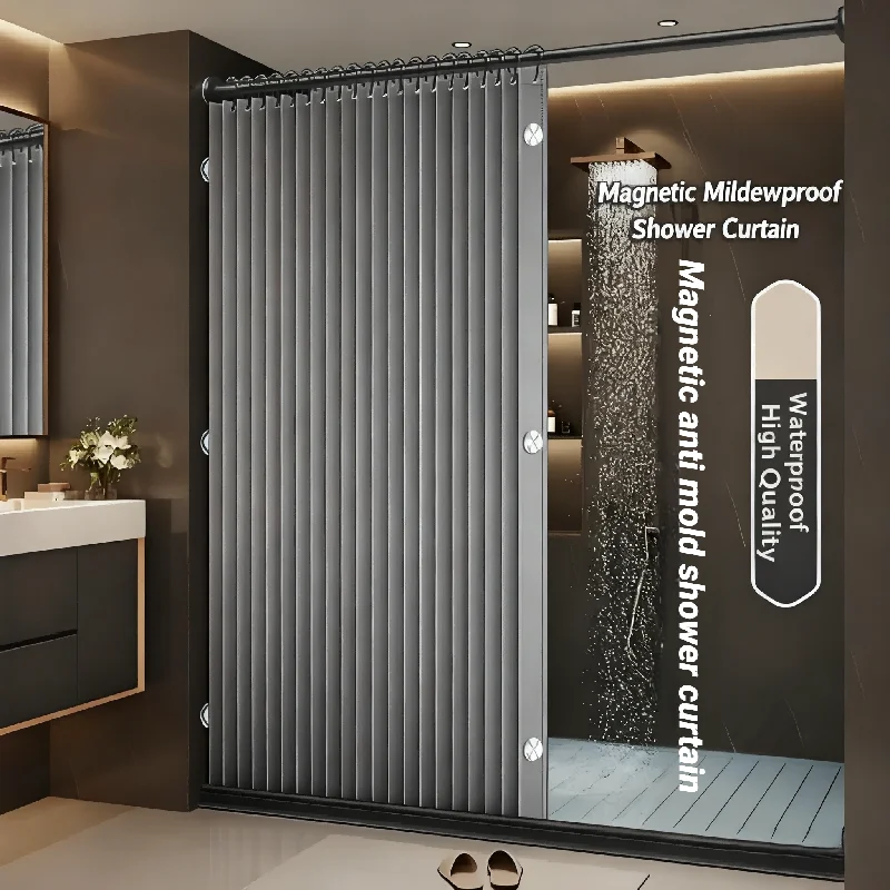 

Waterproof Shower Curtain, Door Curtain, Folding Partition Curtain For Bathroom, Dry And Wet Separation, Convenient Decoration