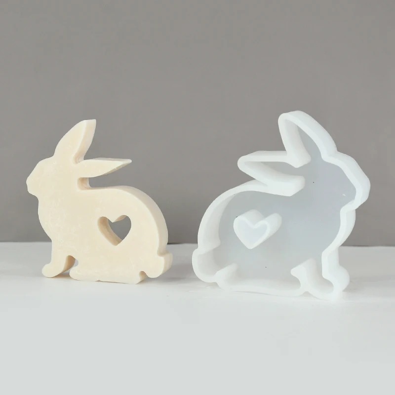 Easter Rabbit Silicone Mold Gypsum Car Mounted Incense Expanding Gypsum Soap Mold Easter Party Fondant Cake DIY Tools Home Decor