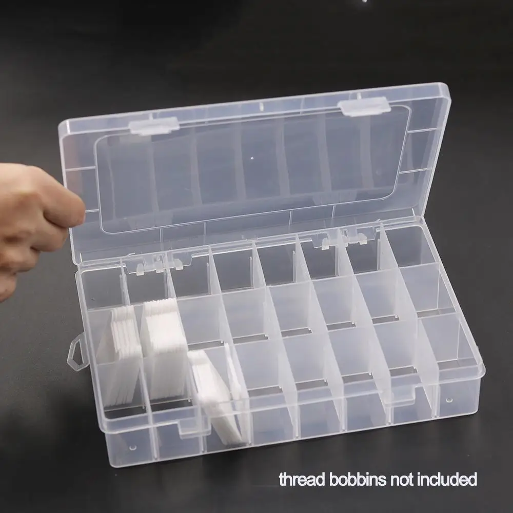 24 Grids Transparent Plastic Embroidery Floss Storage Box Floss Bobbins Beads Storage Organizer DIY Cross Stitch Sewing Tools