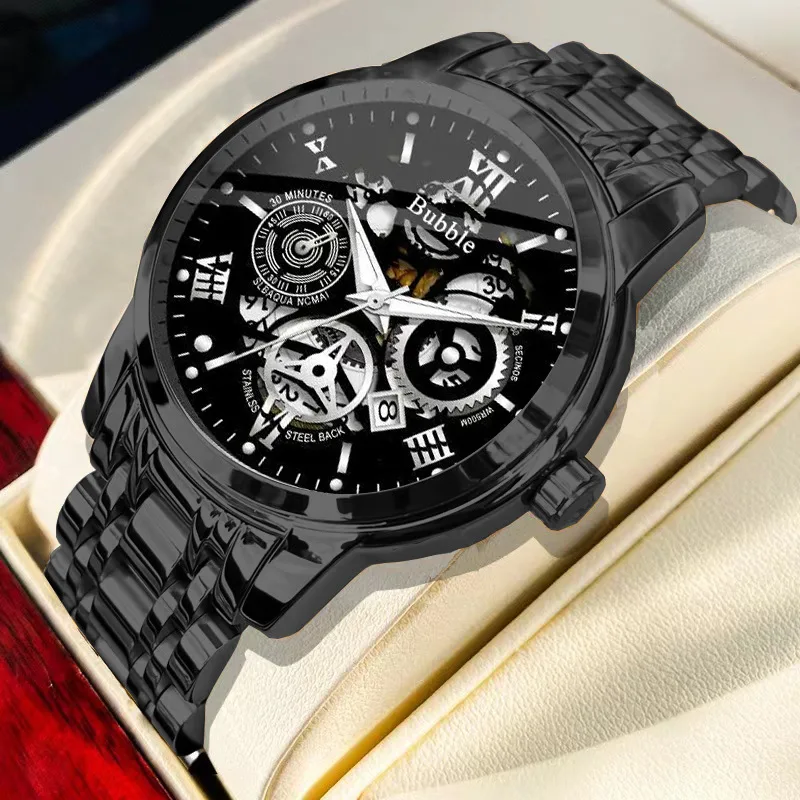 Luxury Automatic Men's Watch, Skeleton Roman Numeral Quartz Watch with Luminous Waterproof Design, Gift, Watch for Men