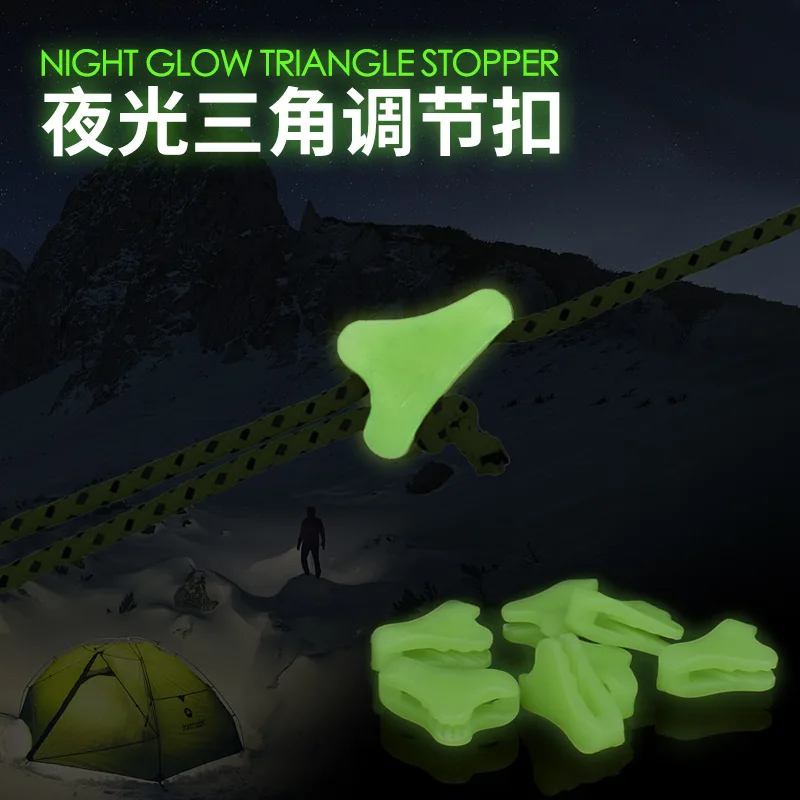 Outdoor Luminous Fluorescent Tent Wind Rope Buckle, Anti Slip Adjustment, Plastic Triangular Canopy Accessories,10 PCs/Pack