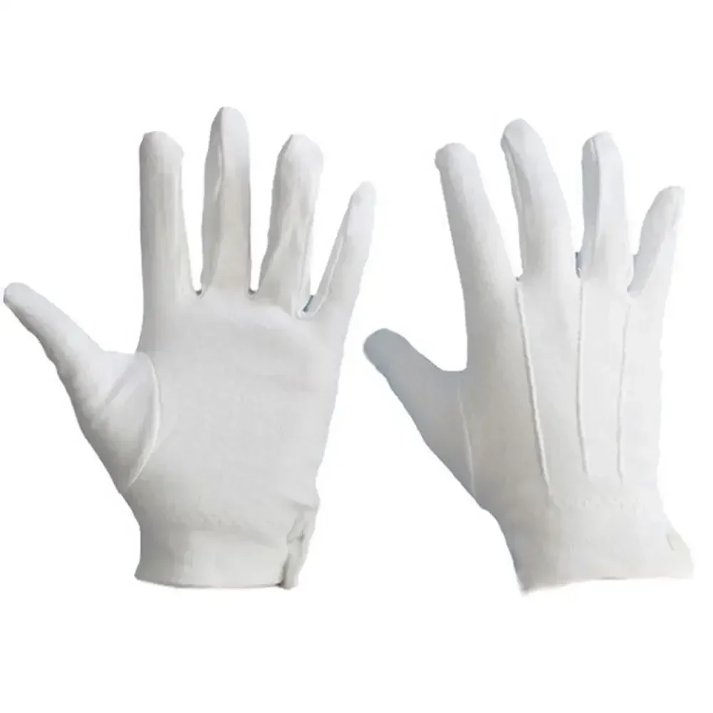 Guantes de esmoquin formales de nailon, guantes de desfile de guardia para hombres y mujeres, guantes de vestir de Banda de Marcha de algodón blanco, 1 par