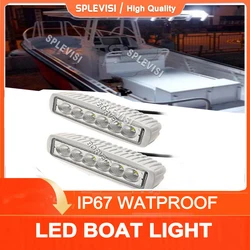 2pcs 12V 6 LED Deck Marine Spreader Flood Spot Light White Boat Yacht T-Top Lights IP67 Waterproof Pontoon Fishing 12V White