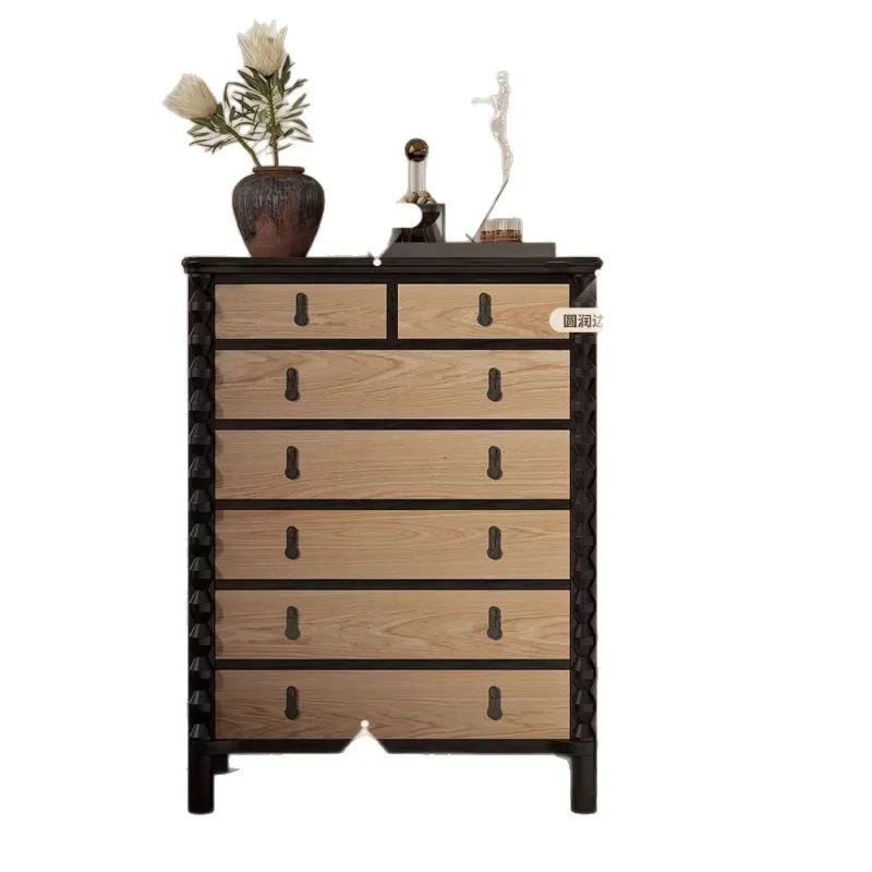 

wood six-bucket cabinet bucket kitchen living room bedroom locker French retro bedside porch cabinet decorative cabinet