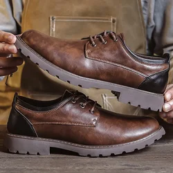 Retro Leather Shoes Men Oxfords Shoes Lace Up Fashion Luxury Brand Office Shoe Outdoor Handmade Formal Dress Men Casual Shoes