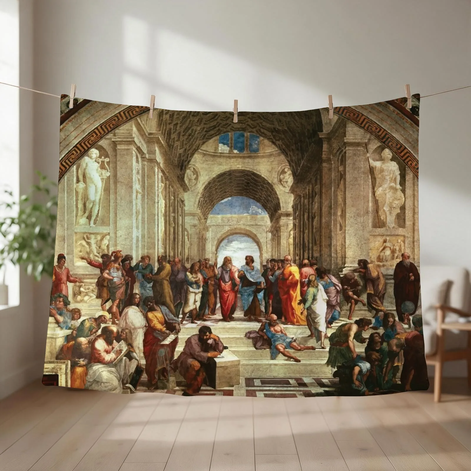 Raphael | School of Athens Throw Blanket Plush Retros Warm Custom Blankets