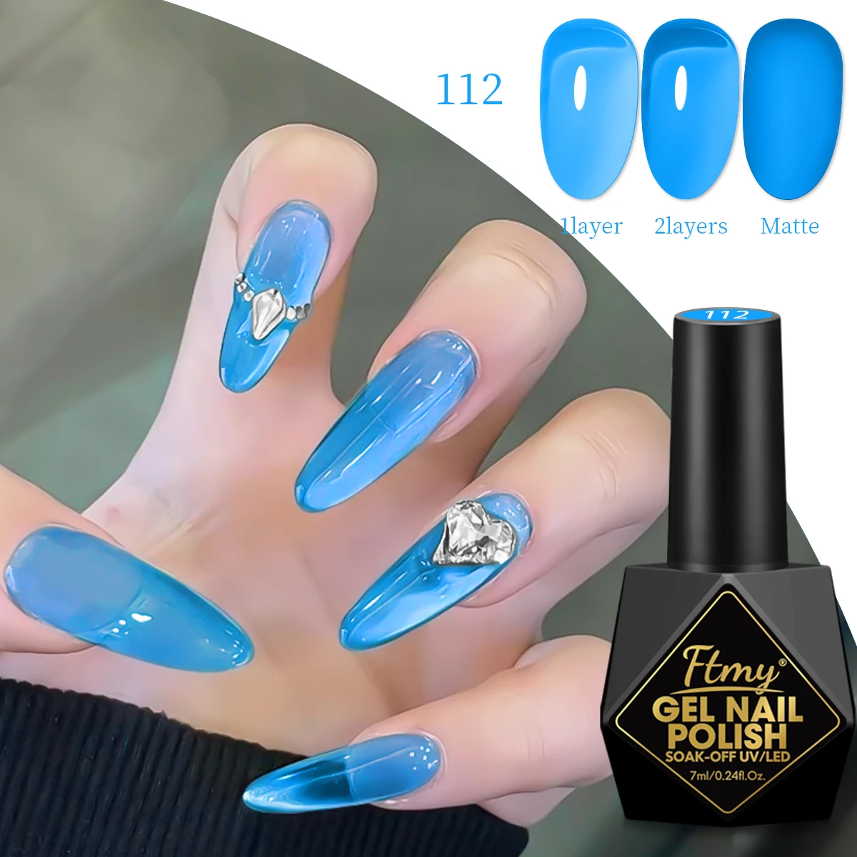 6 قطع/مجموعة طلاء أظافر جل كريستال جيلي البحر، جل أظافر شفاف باللون الأزرق والوردي والأحمر مع تأثير شفاف للثلج، نقع بالأشعة فوق البنفسجية/LE #5