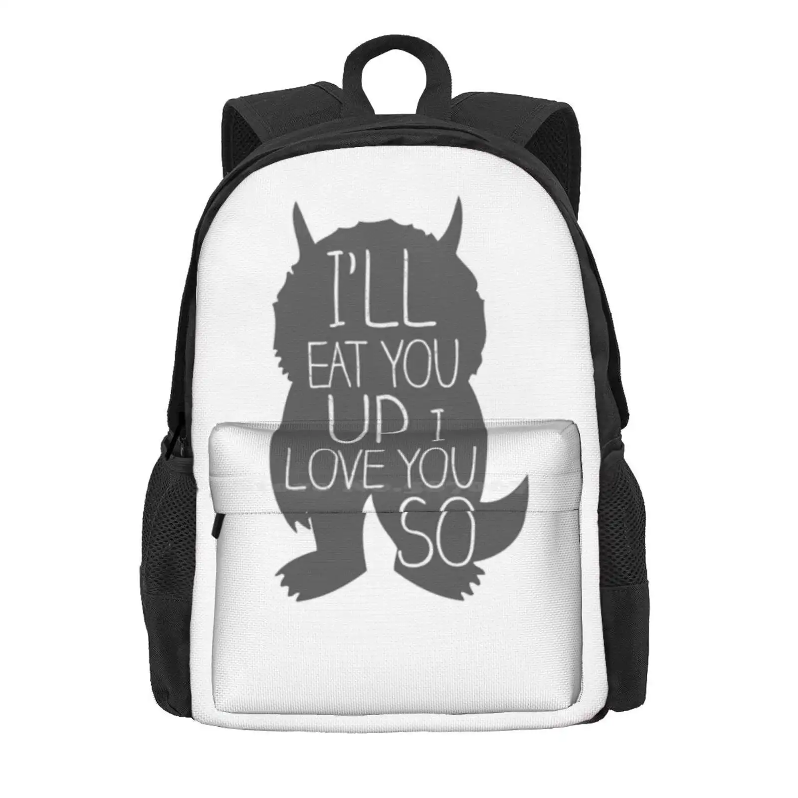 I'Ll Eat You Up I Love You So Hot Sale Schoolbag Backpack Fashion Bags Where The Wild Things Are Love Kids Scandinavian