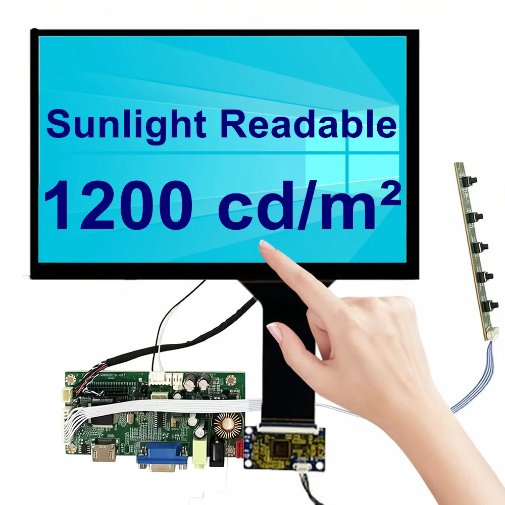Sunlight Readable Display 10.1 Inch 1280x800 1200 Nits High Luminance Display IPS Automotive Outdoor Project Touch Screen