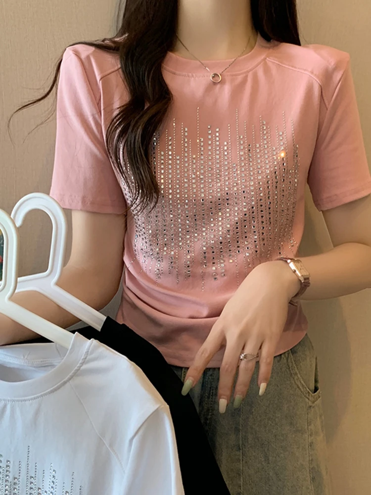 Tops cortos de algodón para mujer, camiseta de manga corta, ropa de manga corta, camisetas, ropa para mujer 2023