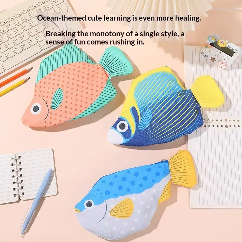 【Nice】Creative Quirky Sea Fish Pencil Case Large-Capacity Fun Cartoon Organizer Bag Multi-Functional Storage Bag Stationery Gift