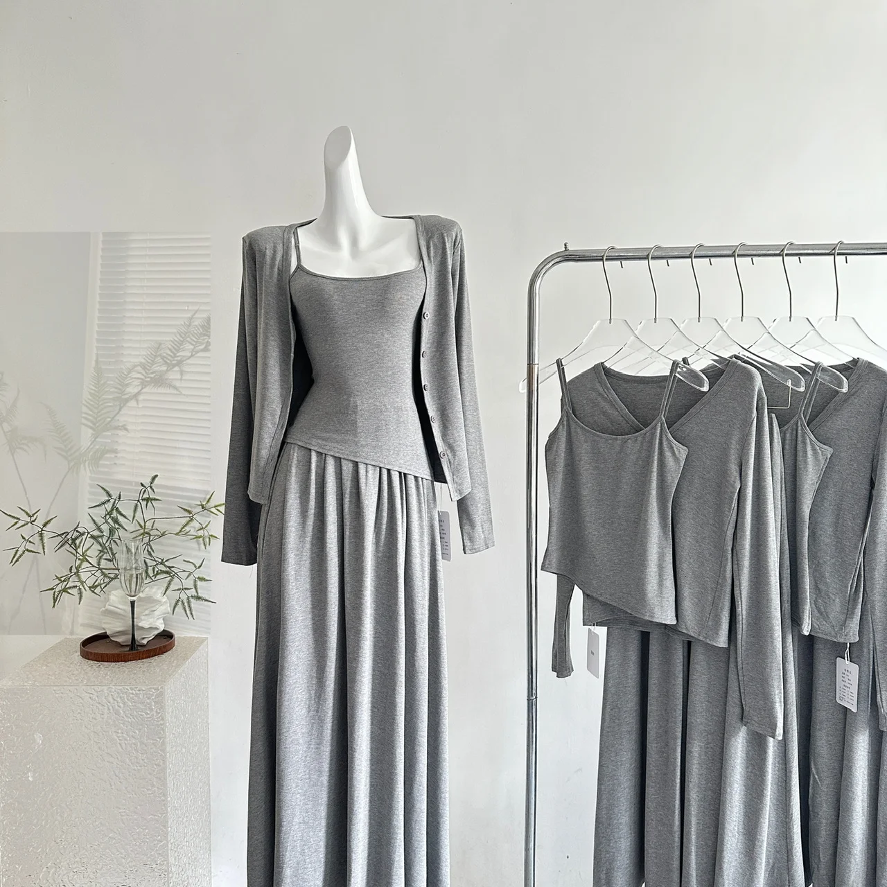 

Fashion Camisole Vest+Knitted Cardigan + Casual Long Skirt Three Piece Sets Women Summer 2025 New Casual Style Suits