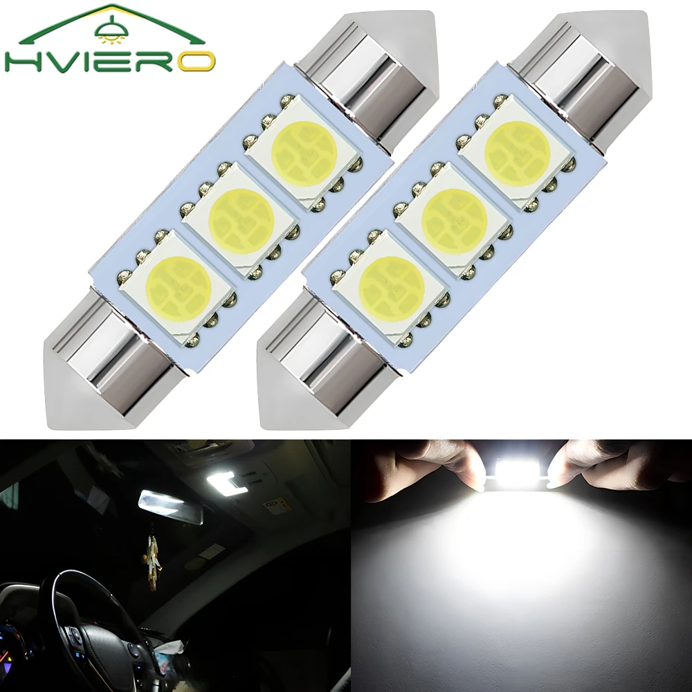 1/2PCS T10 Car DC 12V White C5W 5050 SMD 3528 31/36/39mm Auto Lamp Tail Bulb Backup LED Interior Festoon Dome Door Light Reading