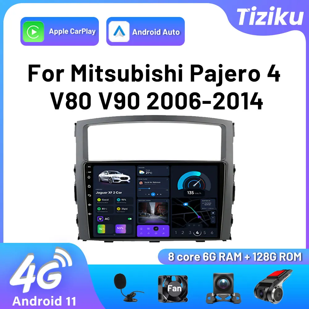 

Радио Android Carplay Android Авто Беспроводной мультимедийный плеер авторадио для Mitsubishi Pajero 4 V80 V90 2006 - 2014 8-ядерный wifi