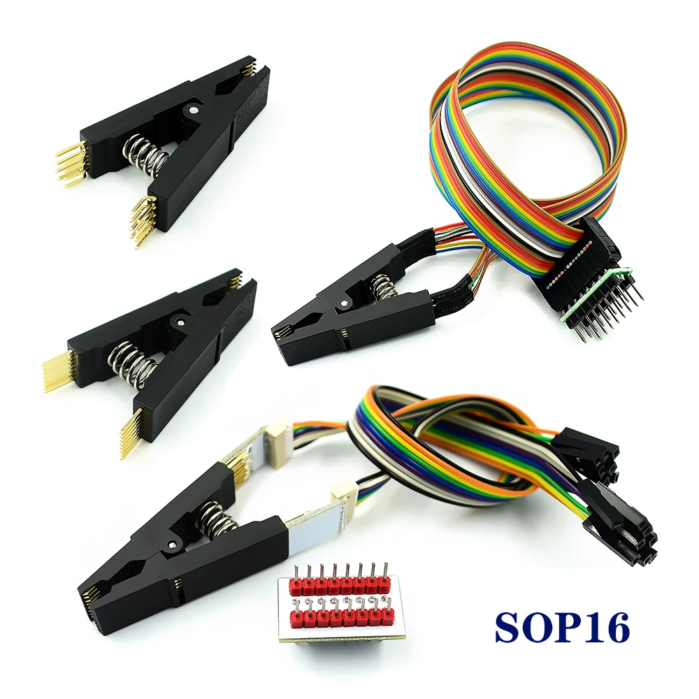 

Тестовый зажим для программатора SOIC16 SOP16 для EEPROM 93CXX/25CXX/24CXX Программирование цепей 16-контактный тестовый зажим BIOS IC Универсальный