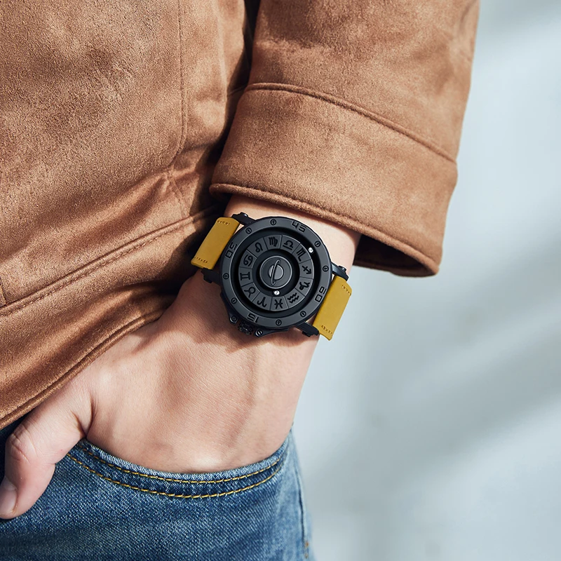 DOM Hot selling 1733 New Magnetic Watch Men's Luxury Leather Strap Designer  Watch Men's Constellation Casual Quartz Watch