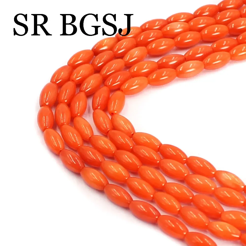 3x6mm 15inch Small Natural Orange Coral Gems Rice Jewelry Making DIY Bracelet Necklace Handmade Loose Beads