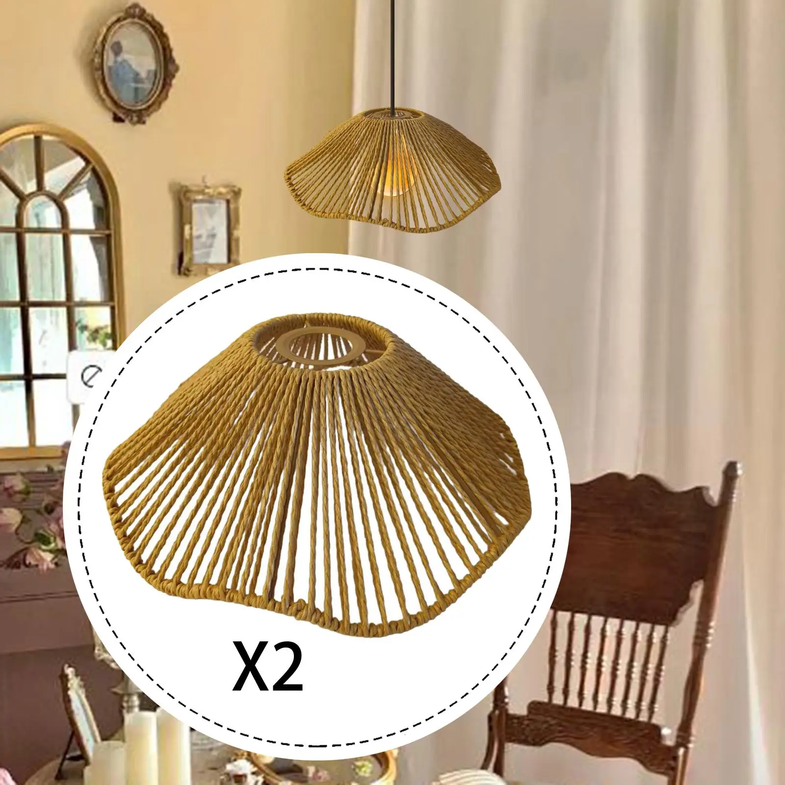 

2 шт., бумажные веревочные абажуры, абажуры ручной работы, деревенские напольные настольные лампы, чехлы для ресторана, спальни, гостиной, бара, декора