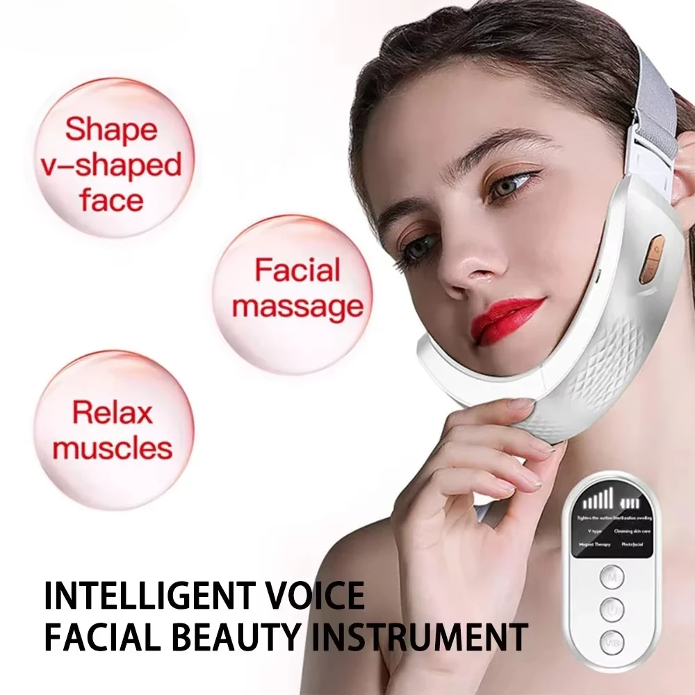 V Face Lift Massager Device Face Contour EMS Massage Face Lift Beauty Instrument Double Chin Remove Red Blue Light Heat V-Shaped