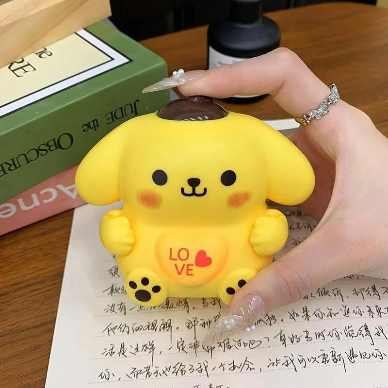 Cartoon Sanrio Pompom Purin girls cute personality creative design luminous recording talking exquisite toy pendant holiday gift #6